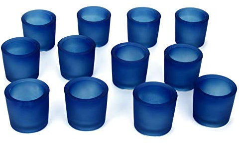 NoNa 12er Set 6 cm Teelichtglas Glas Farbe Blau Kerzenglas Windlicht Kerzengläser