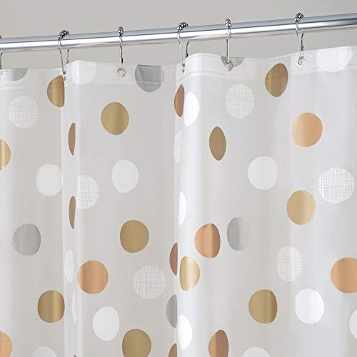 mDesign Duschvorhang anti-Schimmel - PVC-frei - Gepunkteter Dusch- & Badewannenvorhang - Duschvorhang wasserabweisend - 12 verstärkte Metallösen für einfache Aufhängung