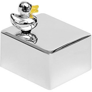 Brillibrum Design versilberte Spieluhr für Baby mit Gravur Geschenk zur Taufe Mädchen Junge Schlaflied Guten Abend, Gute Nacht Einschlafen Drehuhr (Spieluhr mit Gravur bis 15 Zeichen)