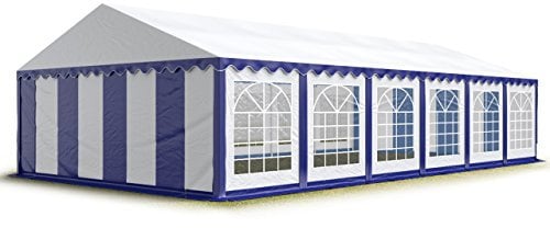 TOOLPORT Party-Zelt Festzelt 6x12 m Garten-Pavillon -Zelt PVC Plane 700 N in blau-weiß Wasserdicht