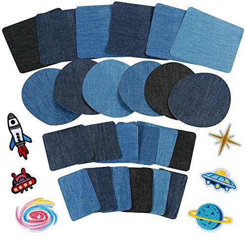 Anpro Bügelflicken, 30 Stück, selbstklebend, für Jeans, Reparatur-Set für Taschen DIY