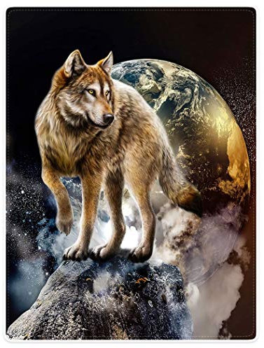 YISUMEI Decke 150x200 cm Kuscheldecken Sanft Flanell Weich Fleecedecke Tagesdecke Wolf Erde