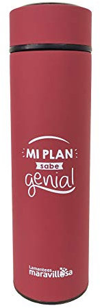 LA MENTE ES MARAVILLOSA - Termo de Acero Inoxidable de 400 ml con Frase Inspiradora, Aislamiento de Vacío de Doble Pared para Bebidas Frío/Caliente | A Prueba de Fugas y Antideslizante (Rojo)