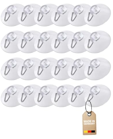 Westmark Saughaken – 24 transparente Saugnapf-Haken Ø 20 mm ohne Bohren, wiederverwendbar, für Bad, Küche, Weihnachtsdeko & Lichterketten, Made in Germany – Kunststoff/Metall