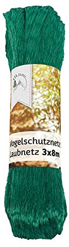 TTL Garden 3 x 8 m Vogelschutznetz Laubnetz grün - feinmaschig 20x20mm besonders reißfest Teichnetz Gartennetz Laubschutznetz Obstbaumnetz für Vogelabwehr Beetschutz, engmaschig