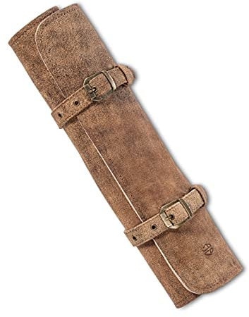 Angus Stoke Leather Knife Bag for Chefs, Genuine Leather Chef's Knife Roll, Large, Knife Bag, Chef's Knife, Lockable, Kitchen Bag Sam (Antique Brown)