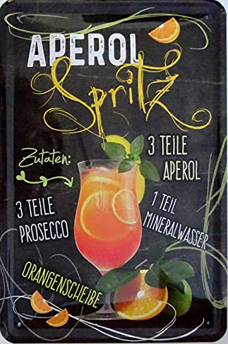 Blechschild Schild 20x30cm - Aperol Spritz Cocktail Drink Bar Sommer vintage retro