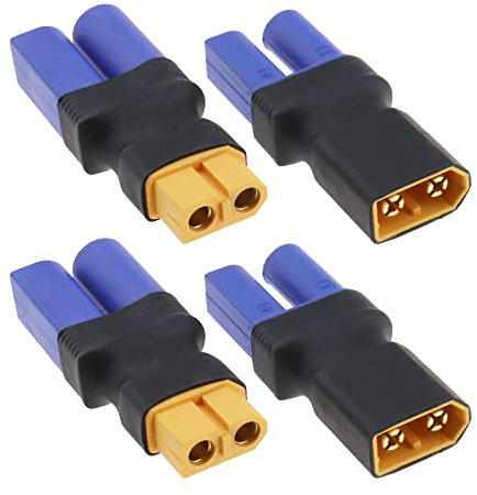 ECSiNG 4pcs XT60 Female to EC5 Male Plug Adapter XT60 Male to EC5 Female Connector Wireless Battery Converter for UAV RC Car Plane Model Lipo Battery