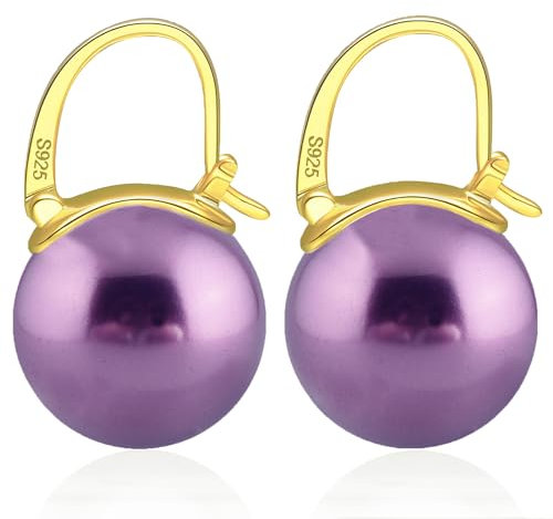 Huge Tomato Perlenohrringe, Ohrhänger mit Perlen, 14mm große Perlenohrringe mit Sterlingsilber, 14K Gold überzogener Verschluss, elegantes Geschenk für Frauen