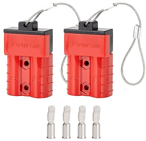 Spurtar 50A Batteria Spina a Sgancio Rapido 2 Pezzi 6 Gauge Cablaggio 12-36V Jumper Kit di Recupero per Auto ATV Piattaforme di Sollevamento Motori Rimorchio, Rosso