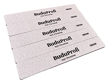 BuduProfi, Confezione da 5 lime per unghie, manicure pedicure, unghie naturali, smalti semi-permanenti, acrilico (Grit 180/240, Dritto XXL)