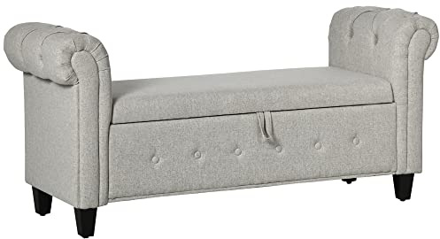 HOMCOM Banco de Almacenamiento con Tapa 150 kg 146,5x49x74,5 cm Gris Claro