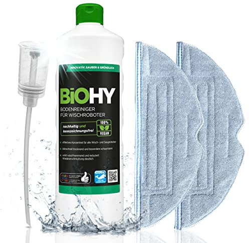 BiOHY Nettoyant de sol pour robot aspirateur laveur (Bouteille de 1l) | concentré pour tous les robots d'essuyage et d'aspiration à fonction humide | durable & écologique (Wischroboter)