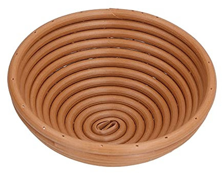 Gärkörbchen Rund, Gärkorb Set Proof Korb Peddigrohr Proofing Basket Brotkörbchen Brotform für Brot Backen Fasst Teig Brotform Obstkorb Rattan Schale (Gelb Rund 16X6CM)