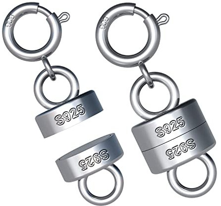 2 Stück 925er Sterlingsilber Magnetischer Schmuckverschluss, Magnetverschluss Schmuck Magnetverschlüsse für Halsketten Armbänder Ketten Schmuckherstellung (Silber)