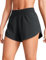 CRZ YOGA Damen Mid Waist Running Shorts Seitliche Splits Sport Workout Kurze Hose Leichte Atmungsaktive Sporthose Laufhose Schwarz 36