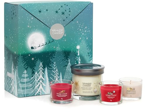 Yankee Candle Gift Set | 3 Scented Filled Votive Candles and 1 Signature Small Tumbler Candle | Bright Lights Collection