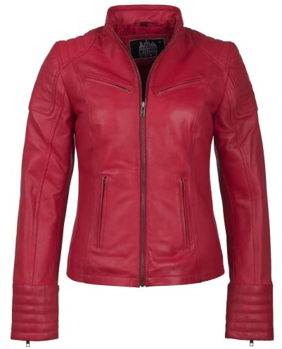 URBAN 5884 Angelina Giacca in Morbida Pelle d'Agnello, Giacca in Vera Pelle, Giubbino in Pelle Corto e Aderente Donna