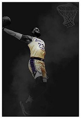 ETOMEY Lebron James LA Lakers Kunstdruck Leinwand Poster Wandkunst Dekor Bild Gemälde für Wohnzimmer Schlafzimmer Dekoration Rahmen Stil 30 x 45 cm