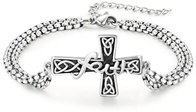 XIXLES Kruisarmband, geloofsarmbanden voor dames en heren, Keltische kruisarmband van 925 sterling zilver, verstelbare christelijke geloofsarmband, religieus geloof, doop, sieradengeschenken
