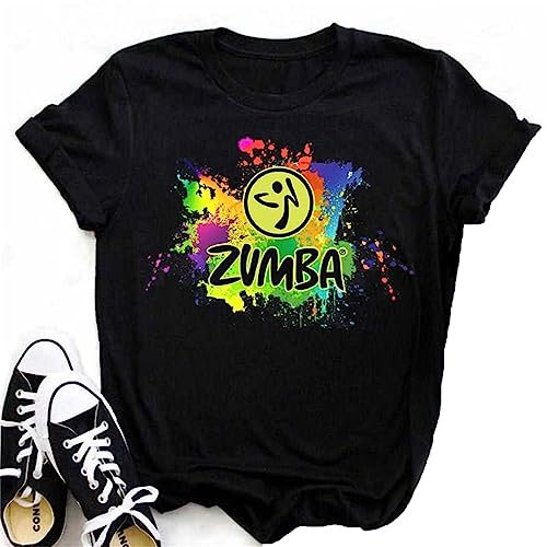 keephen Danza Grafica Manica Corta Estate Aerobica Atletico T-Shirt da Donna Girocollo Casual Tee Top per Samba cha-cha Danza Fitness Training