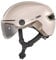 ABUS HUD-Y ACE city helmet - stylish bike helmet with visor and magnetic, rechargeable rear LED light - for men and women - beige, size L