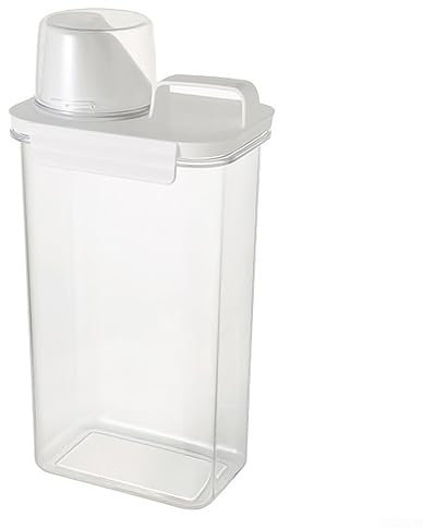 Dispenser ermetico per detersivo con misurino, dispenser per detersivo, contenitore per detersivo in polvere trasparente, contenitore per detersivo in polvere
