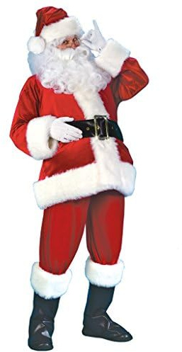Sincere Party Ein Satz von 9 Erwachsenen Luxus Santa Claus Kostüme, Santa Claus Tops, Hosen, Hüte, Stiefeletten, Gürtel, Bärte, Handschuhe