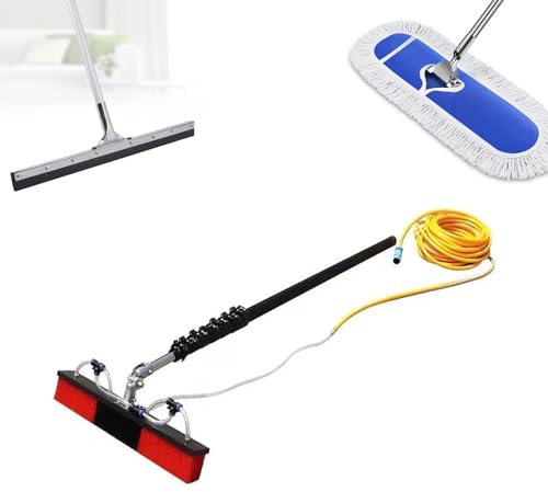 Teleskop WaschbüRste Photovoltaik, WaschbüRste mit Teleskopstiel Wasseranschluss, Teleskopstange Solarreinigung Max 12m, Telescopic Pole WaschbüRste mit Extra Mopp- und Schneereste