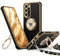 XYZ for Samsung Galaxy S23 Case with Stand, S23 Phone Case with Lanyard for Women Girls, Double Ring Bling Luxury Heart Protective Phone Case for Samsung Galaxy S23, Black