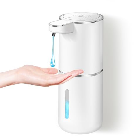 Seifenspender Automatisch, Dalugo USB C Wiederaufladbar Seifenspender Wandbefestigung 380ml Elektrischer Seifenspender mit Sensor, 4 Stufen Verstellbar Seifenspender Weiß für Küche Badezimmer