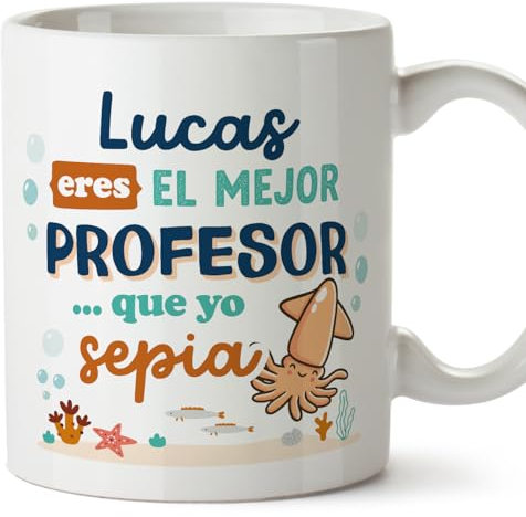 MUGFFINS Tazas Personalizadas para PROFESOR hombre - En Español - Mejor que yo Sepia - 11 oz / 330 ml - Regalo Personalizable original y divertido