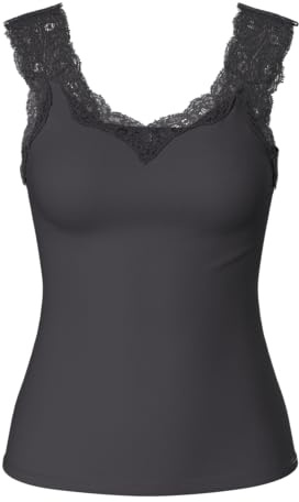 PIECES Pcbarbera Lace Top Noos BC, Gris foncé, XS