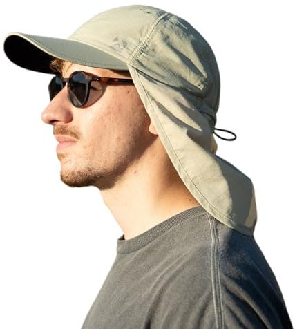 TOP-EX XL/XXL wasserdichte Baseball Cap Herren mit Nackenklappe UV-Schutz Sonnenhüte Damen, Faltbar Sommerhüte Safari Wandern Outdoor-Hut Atmungsaktiv Verstellbar Beige XL/XXL