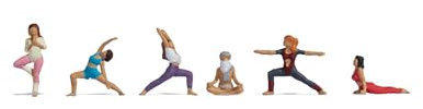 NOCH® H0 Figuren-Set „Beim Yoga“, Modellbau Figuren aus Kunststoff für die Modelleisenbahn Spurweite H0 zum Basteln, DIY
