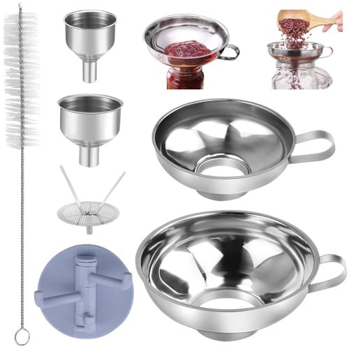 DTYGUIXE 7 PCS Entonnoir à Confiture Inox, Entonnoir Confiture Inox, Antonoire De Cuisine Confiture, Entonnoir à Bocaux, Entonnoir Bocaux Inox, Entonnoir Filtre Cuisine