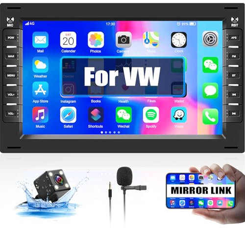 Android 13 Doppel Din Autoradio für VW T5 Golf 4 Bora Polo MK5 Passat B5 Jetta Peugeot 307, 7 Zoll 2 Din Auto Stereo Radio mit GPS Navigation WiFi Bluetooth Freisprecheinrichtung FM SWC+Rückfahrkamera