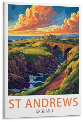 LHJOIUN St. Andrews England Vintage-Reiseposter, 60 x 90 cm, Kunstdruck auf Leinwand, für Wohnzimmer, Schlafzimmer, Heimdekoration, moderne Kunst