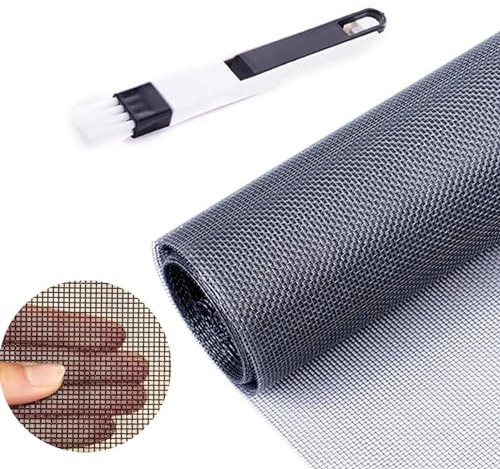 120x250cm Rete Zanzariera, Rotolo Zanzariera, Rete Zanzariera Rotolo, Zanzariera con Spazzola Pulizia, Rete per Zanzariere, Zanzariera Fibra di Vetro Indicato per Protezione Insetti Zanzare (Grigio)