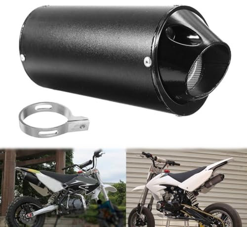 Inscrip Silencieux d'échappement arrière universel en acier inoxydable pour moto avec joint de serrage pour 50 cc, 110 cc, 125 cc, ATV, Dirt Pit, Quad Bike, Motocross, Noir 28 mm