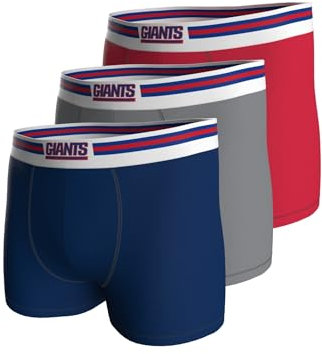 New York Giants 3pk Boxers - BLU/MGR/RED - M