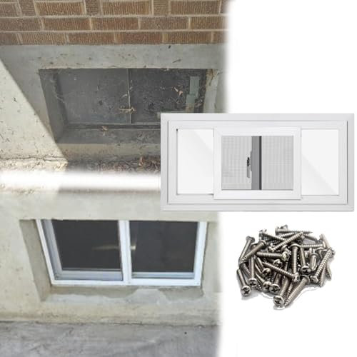 24 x 12 Zoll hohes Kellerfenster Ersatzfenster Doppelscheibe Riegel Schiebefenster mit Schrauben für B Spielhäuser, Garage, abschließbar, bündig montiert, Schuppenfenster, 60 x 30 cm