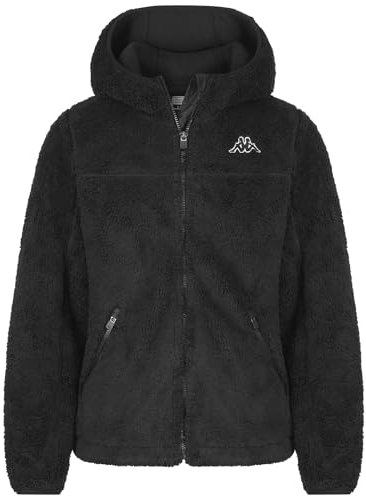 Kappa - Felpa con Zip, Donna, Nero, Poliestere, Sportivo, Logo LEI Sherpa, Taglia: L