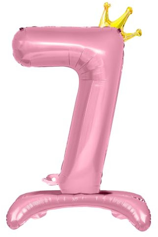 Luftballon 7. Geburtstag, Stehend Folienballon 7 Zahlen Luftballon Rosa 32/81cm Folienballon Geburtstag Deko Mädchen