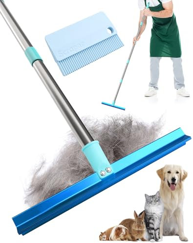 Double-Sided Pet Hair Remover, Carpet Rake with 57 Long Handle for Dog Cat Hair Removal on Carpets, Rugs, Carpeted Stairs, Cat Towers, Pet Beds