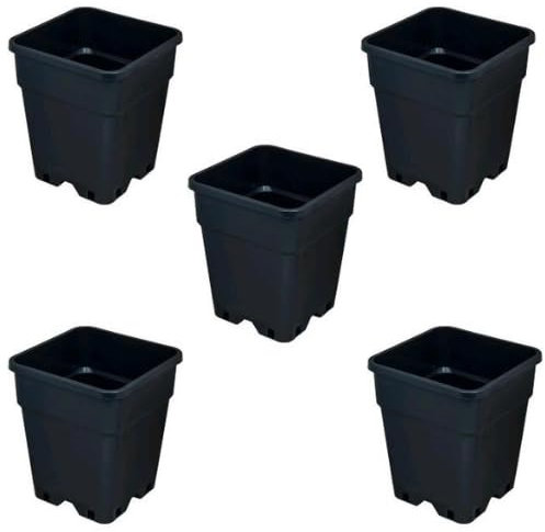Generico Vaso Quadrato per Piante, 24x24x28 cm, 11 Litri, Nero, Impilabile 5 vasi per interno ed esterno