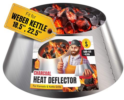 Smoker Chef - Kleiner Edelstahl BBQ Whirlpool für Weber Wasserkocher 18,5 22,5-9,65 Zoll Boden - 6,5 Zoll oben - 4,9 Zoll hoch - Slow and Sear Grill Zubehör - Weber Wasserkocher Zubehör