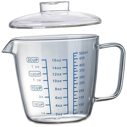 Holibanna Jarra Medidora de Vidrio Resistente al Calor con Tapa Taza Medidora de Cocina 1 Transparente para Repostería y Almacenamiento de
