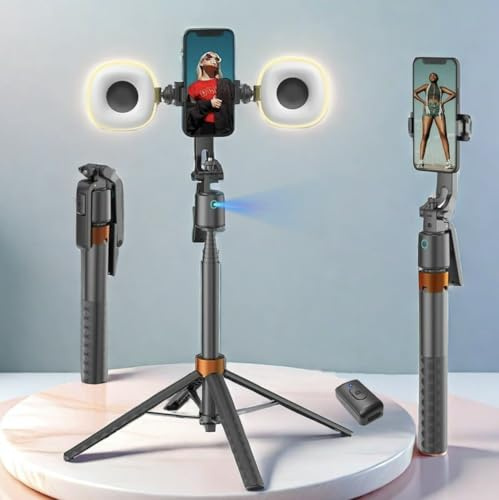 BAIR XS Smart Selfie Stick, 178 cm Intelligent Tracking Tripod with LED Light, Remote Control, Face Tracking for Smartphones