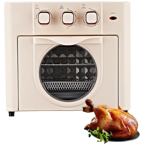 18L Multi-Function Air Fryer Oven – Compact Electric Toaster Oven with 360° Hot Air Circulation (3 Mechanical Knob Controls, Green) (Pink)